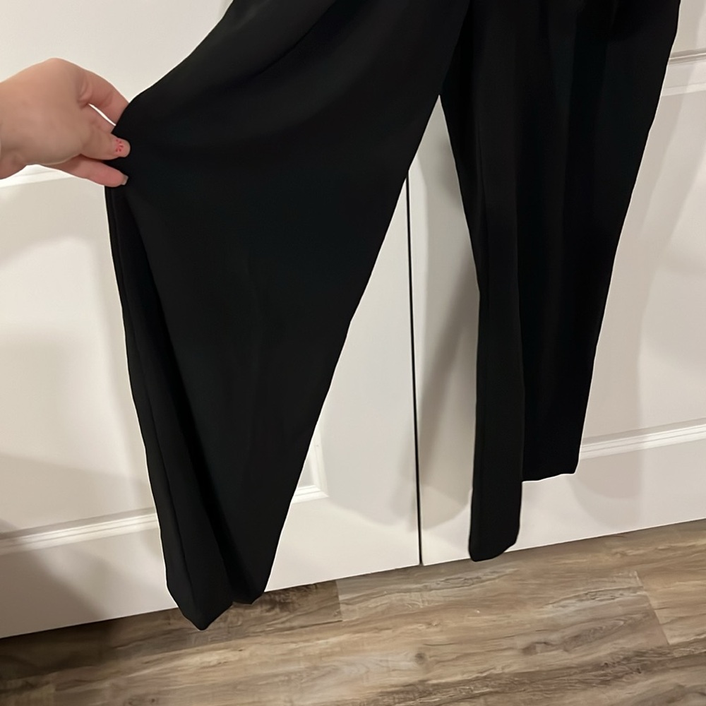 NWT BTFBM women jumpsuit crew neck ruffle sleeve belted wide leg size M - Picture 6 of 15